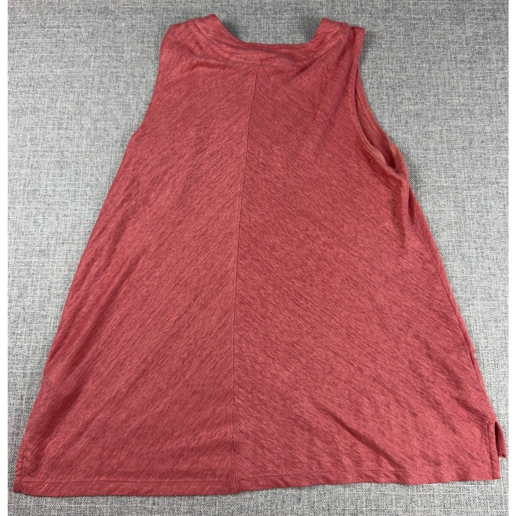 Sigrid Olsen 100% Linen Tank Top Women Small Coral V Neck Tunic A Line