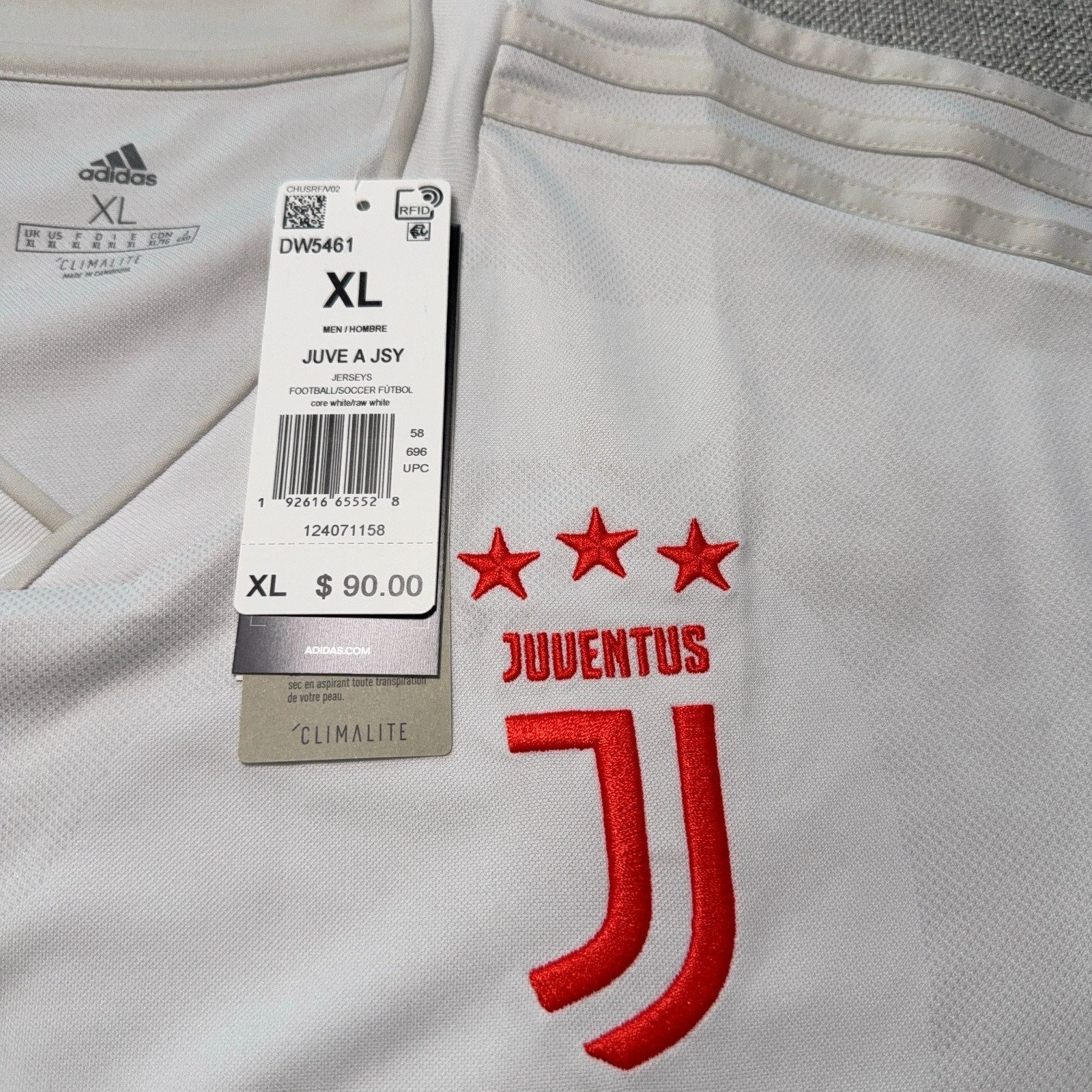 Adidas Juventus 2019/20 Away Jersey Men's XL White Red NWT DW5461