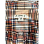 Orvis Shirt Mens M Plaid Button Down Cotton Red Tan Blue Casual Outdoor Classic