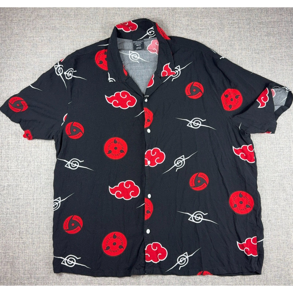 Naruto Shippuden 2007 Viz Media Akatsuki Sharingan Rayon Shirt XL Anime AOP