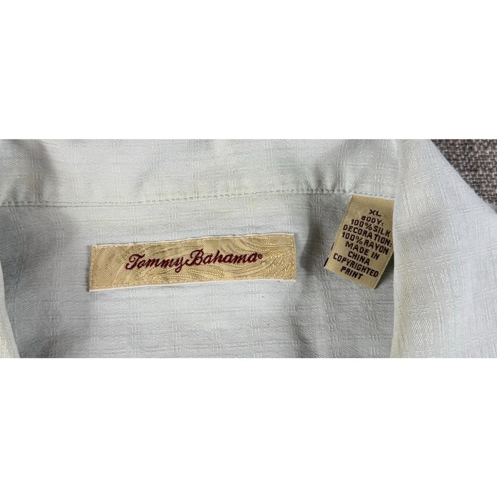 Tommy Bahama XL Silk Shirt Martini Embroidered I Dream of Tini Camp Hawaiian