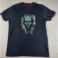 HUGO Hugo Boss Mens Black Graphic T Shirt Skull Circuit Tech Tee Red Label S