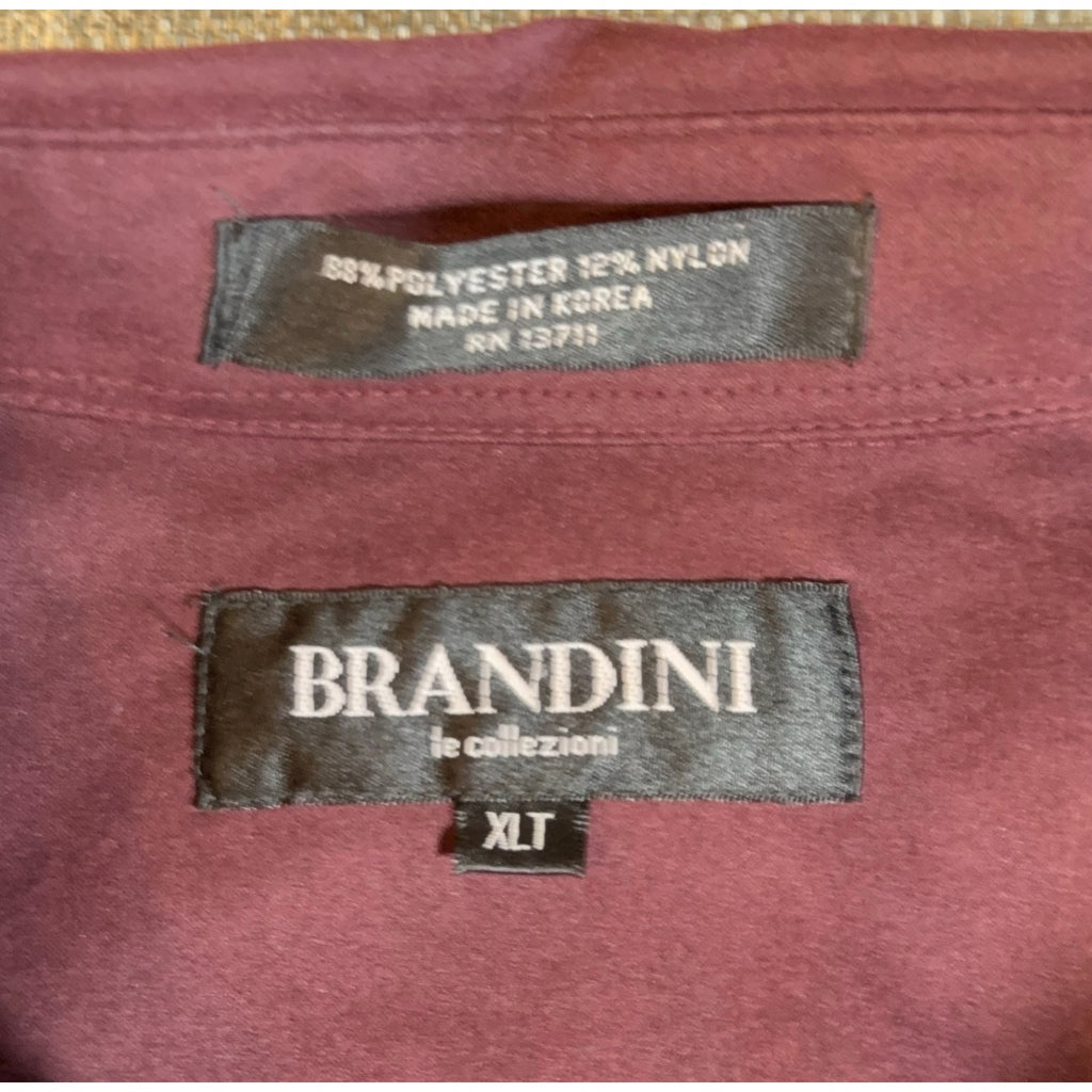 Brandini Le Collezioni Shirt Mens XLT Burgundy Faux Suede Microfiber Tall Retro