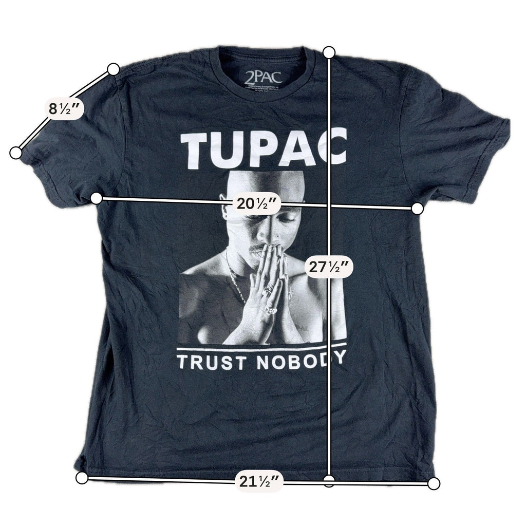 Tupac 2Pac Trust Nobody T Shirt Mens L Black Rap Hip Hop Graphic Tee
