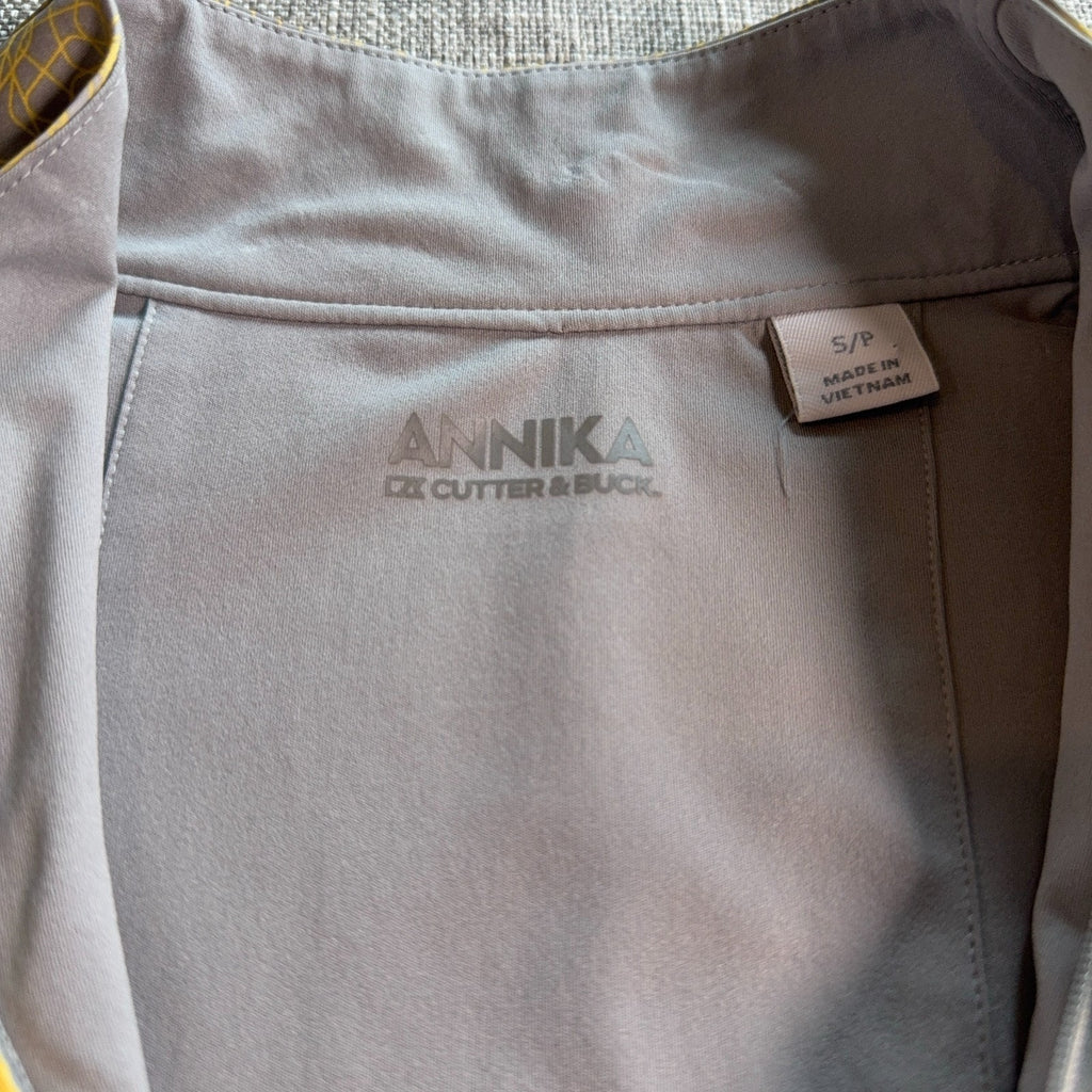 Annika Cutter & Buck Jacket Womens Small Petite Gray Yellow Full