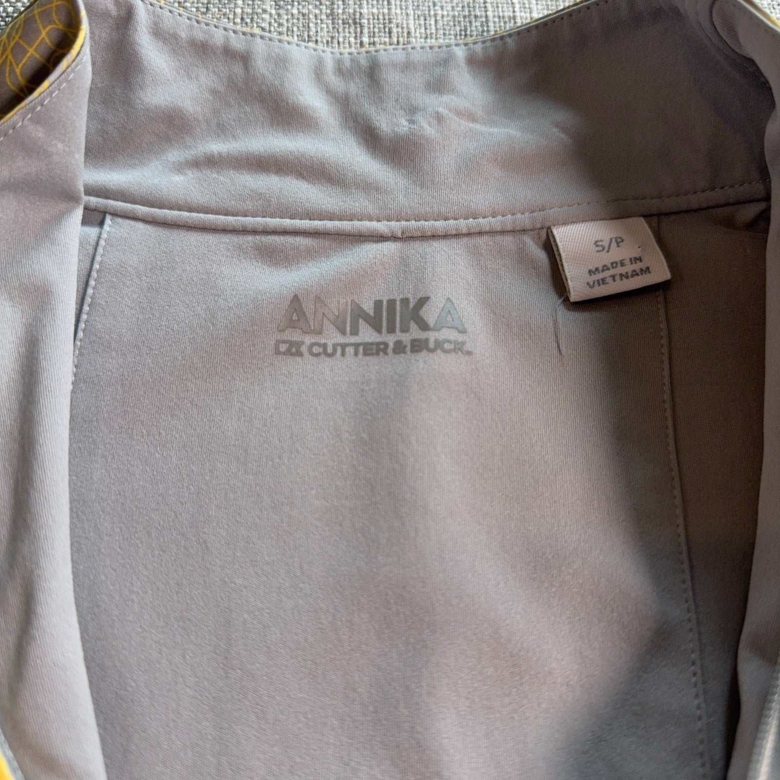 Annika Cutter & Buck Jacket Womens Small Petite Gray Yellow Full