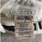 Miss Me Jeans Womens 30 White Cropped Skinny Rhinestone Embellished Flawed