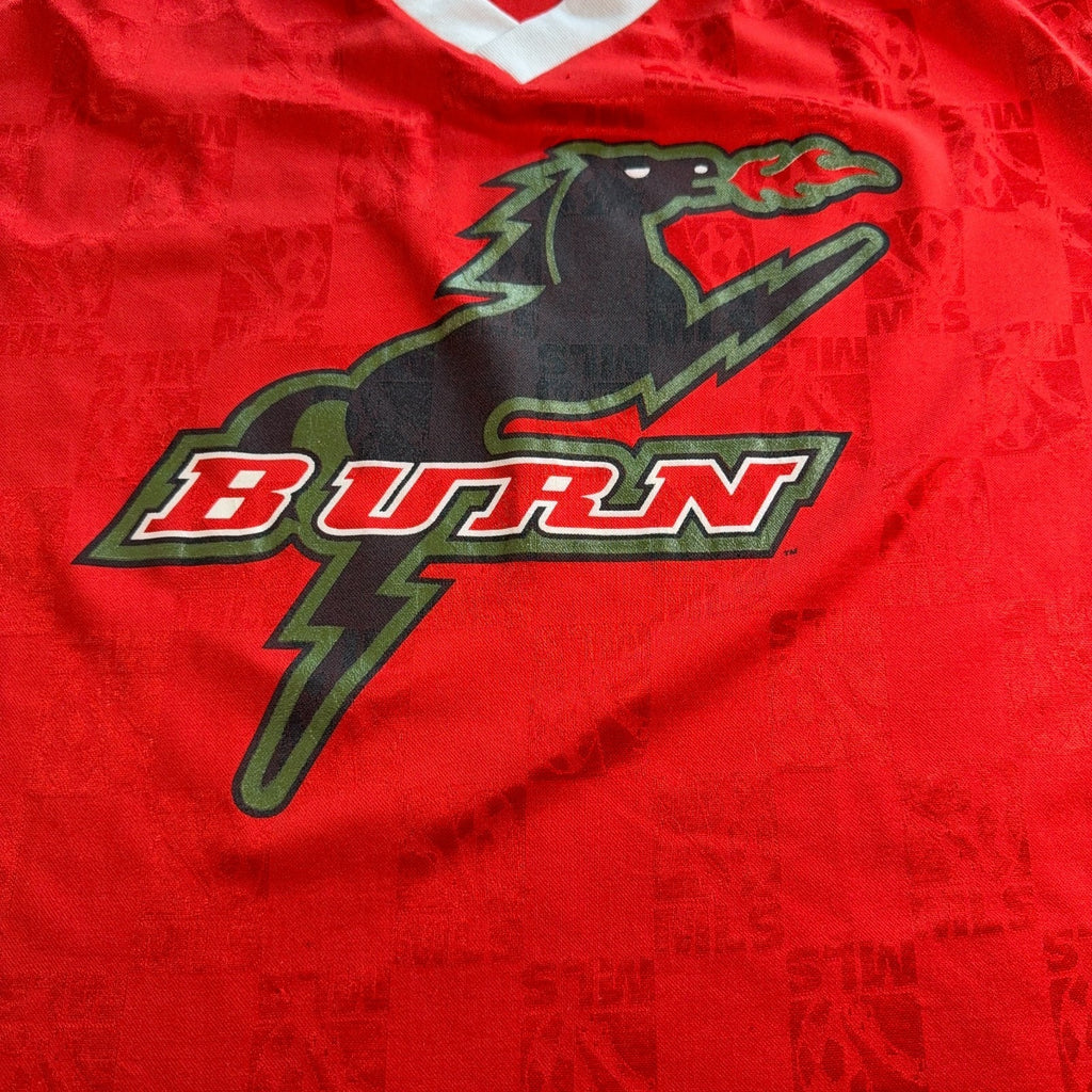 Vintage Dallas Burn Jersey Large Majestic MLS Soccer FC Dallas Made USA Red 90s