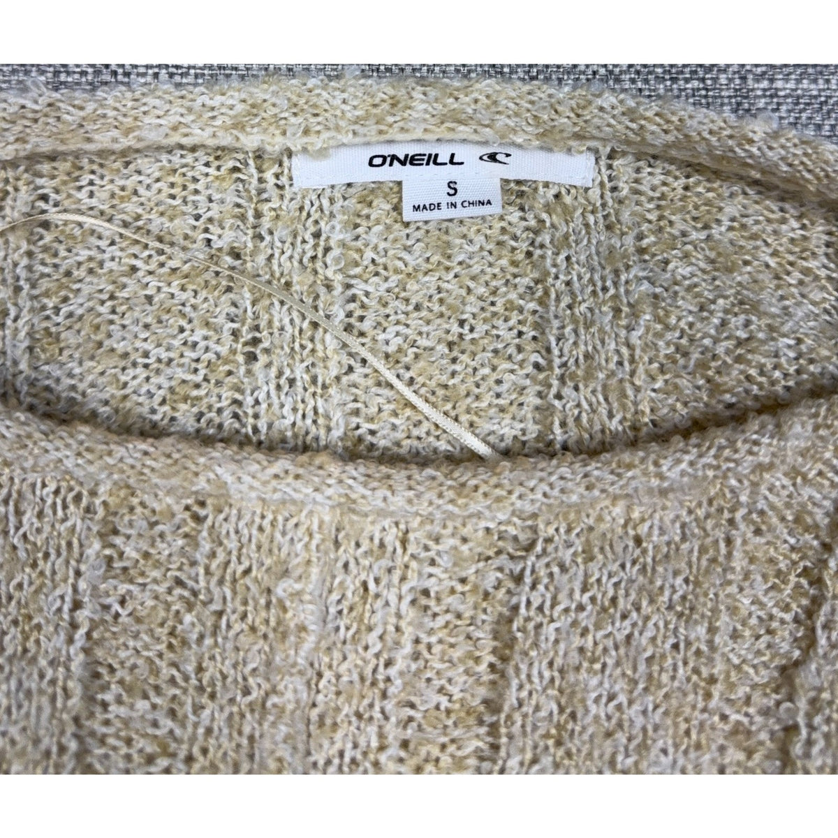 O'Neill Sweater Womens Small Cream Cropped Ribbed Knit Drop Shoulder Pullover