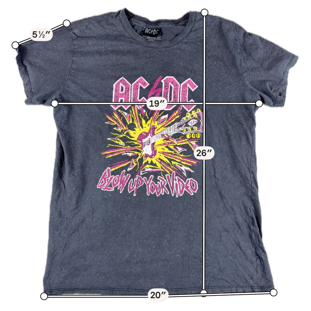 AC/DC Blow Up Your Video T Shirt Mens M Black Distressed Rock Band Graphic Tee