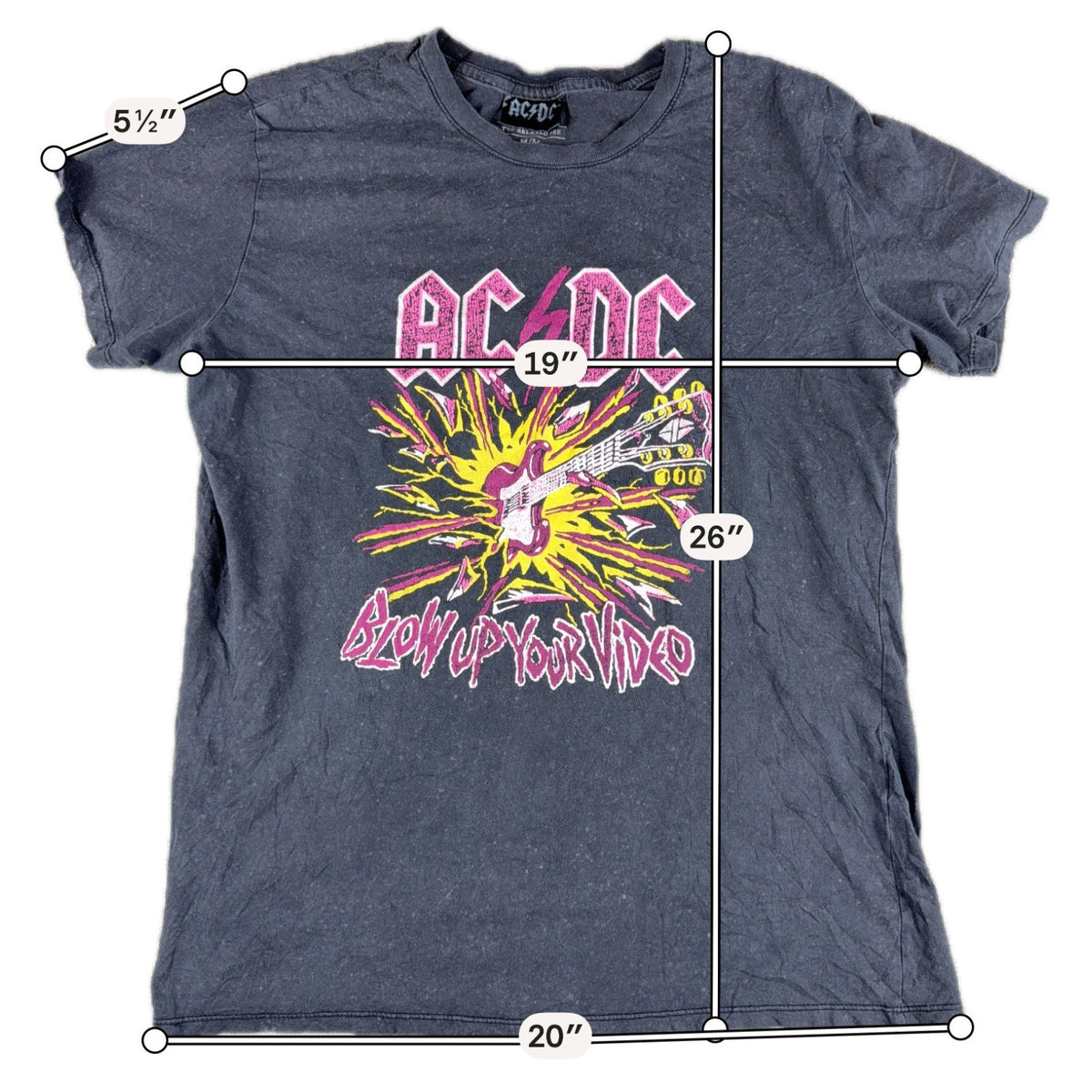 AC/DC Blow Up Your Video T Shirt Mens M Black Distressed Rock Band Graphic Tee
