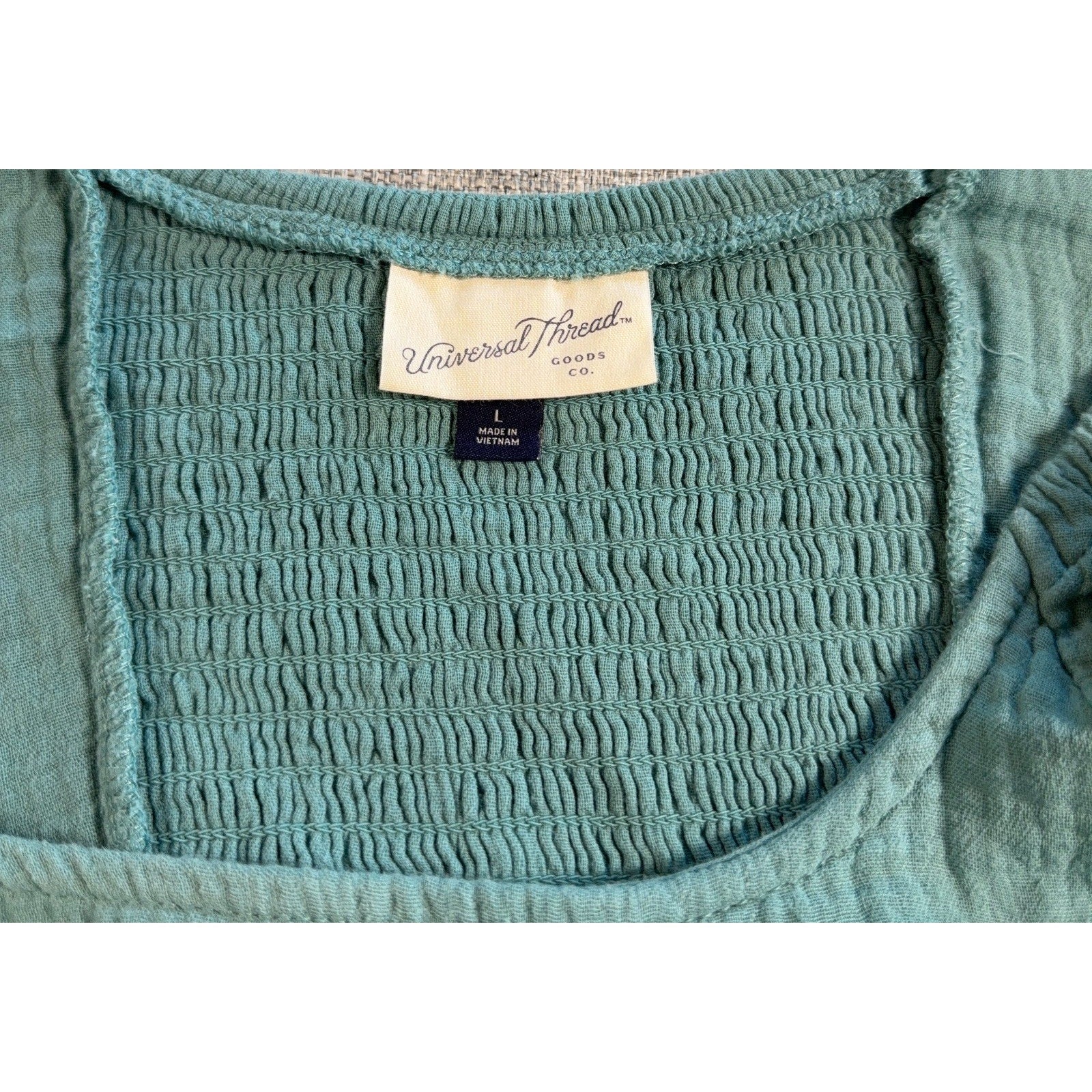 Universal Thread Womens L Teal Gauze Prairie Dress Boho Cottagecore Maxi