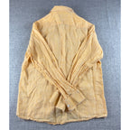 Linen Club Studio Mens 40cm 100% Linen Shirt Yellow Gold Long Sleeve Contemporar