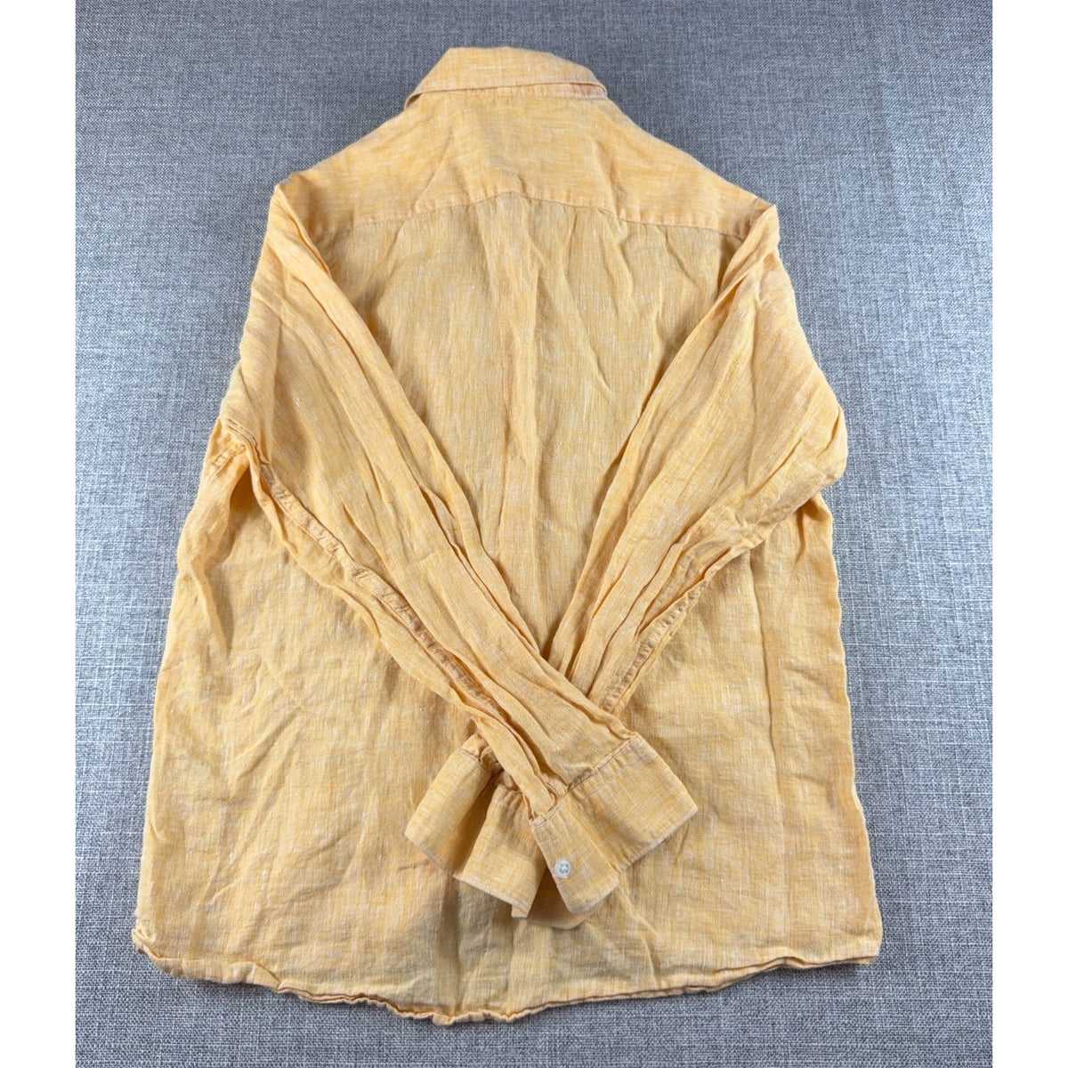 Linen Club Studio Mens 40cm 100% Linen Shirt Yellow Gold Long Sleeve Contemporar