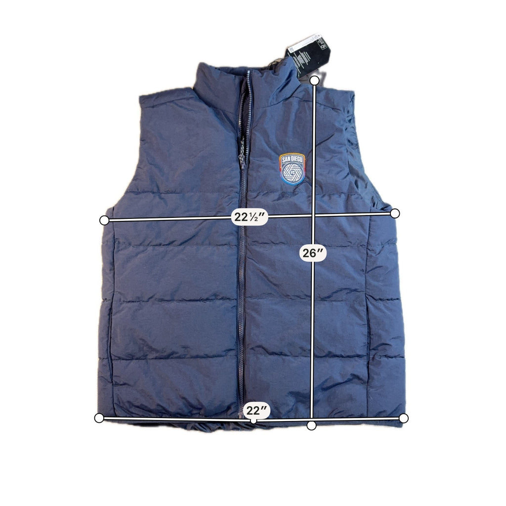 San Diego FC Antigua Experience Puffer Vest Women’s L Navy NWT MLS