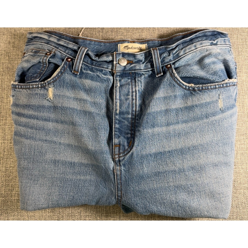 Madewell Low-Slung Baggy Jeans Womens 30 Hamburg Wash NS198 Raw Hem