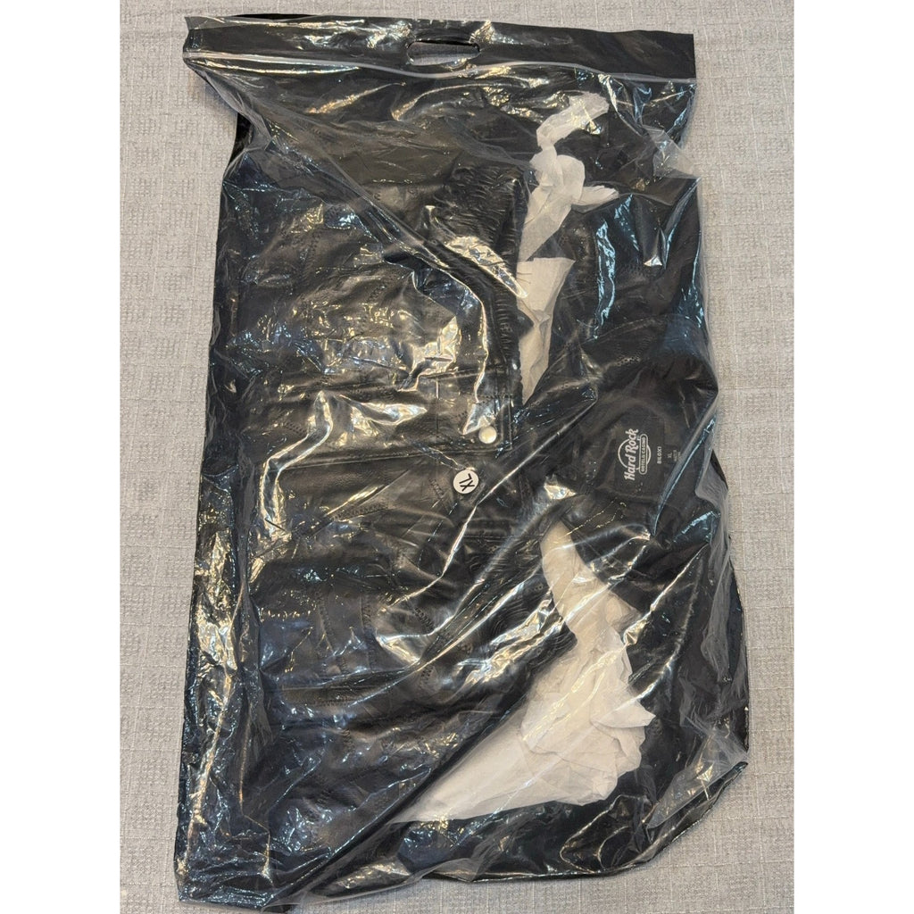 Hard Rock Biloxi Leather Jacket XL New In Package Casino Patchwork Bomber