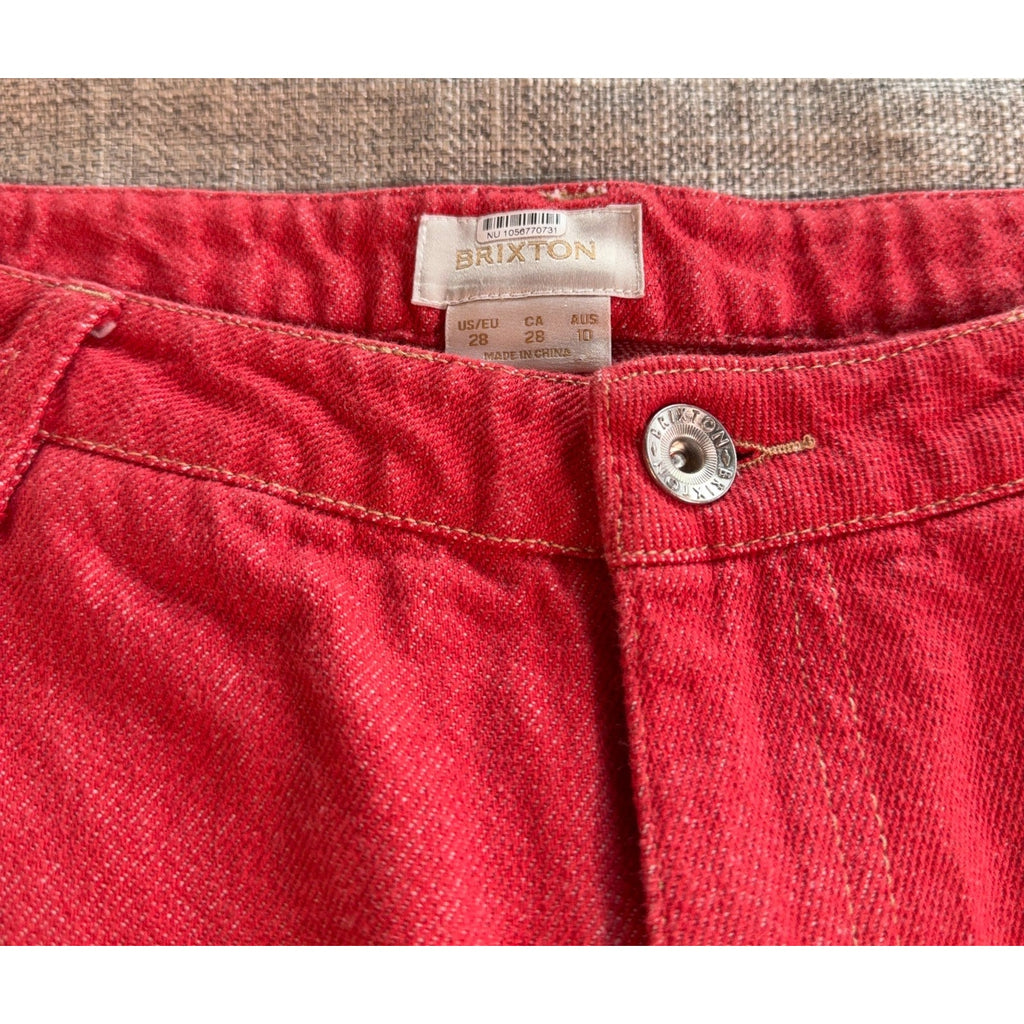 Brixton Jeans Womens 28 Red Carpenter Utility Wide Leg Skater Workwear Pants