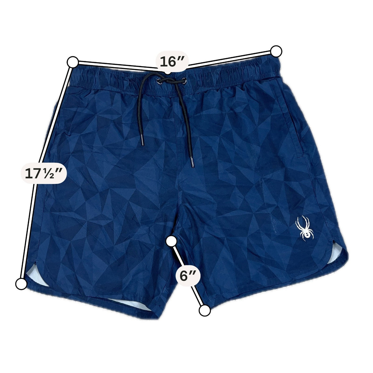 Spyder Swim Trunks Mens M Navy Geometric Lined Drawstring Shorts Flaw
