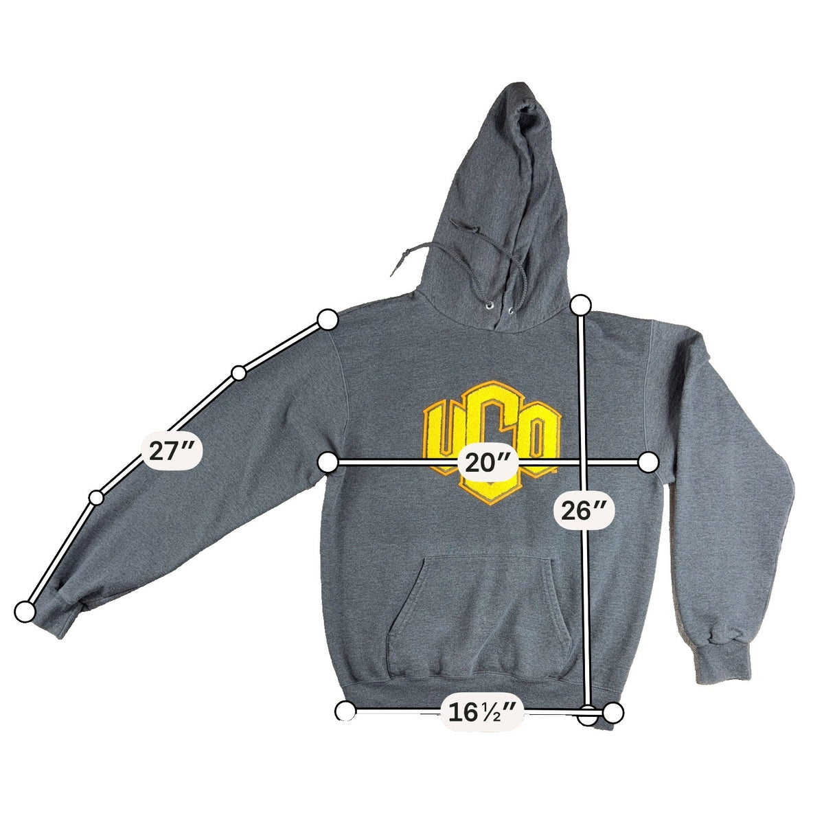 Champion UCO University Central Oklahoma Hoodie Mens M Gray Chenille Logo Pullov