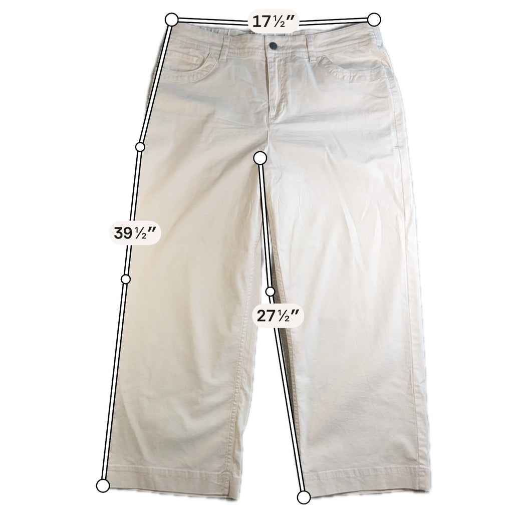 Toad & Co Earthworks Pants Womens 14 Ivory Wide Leg Crop Tencel Stretch