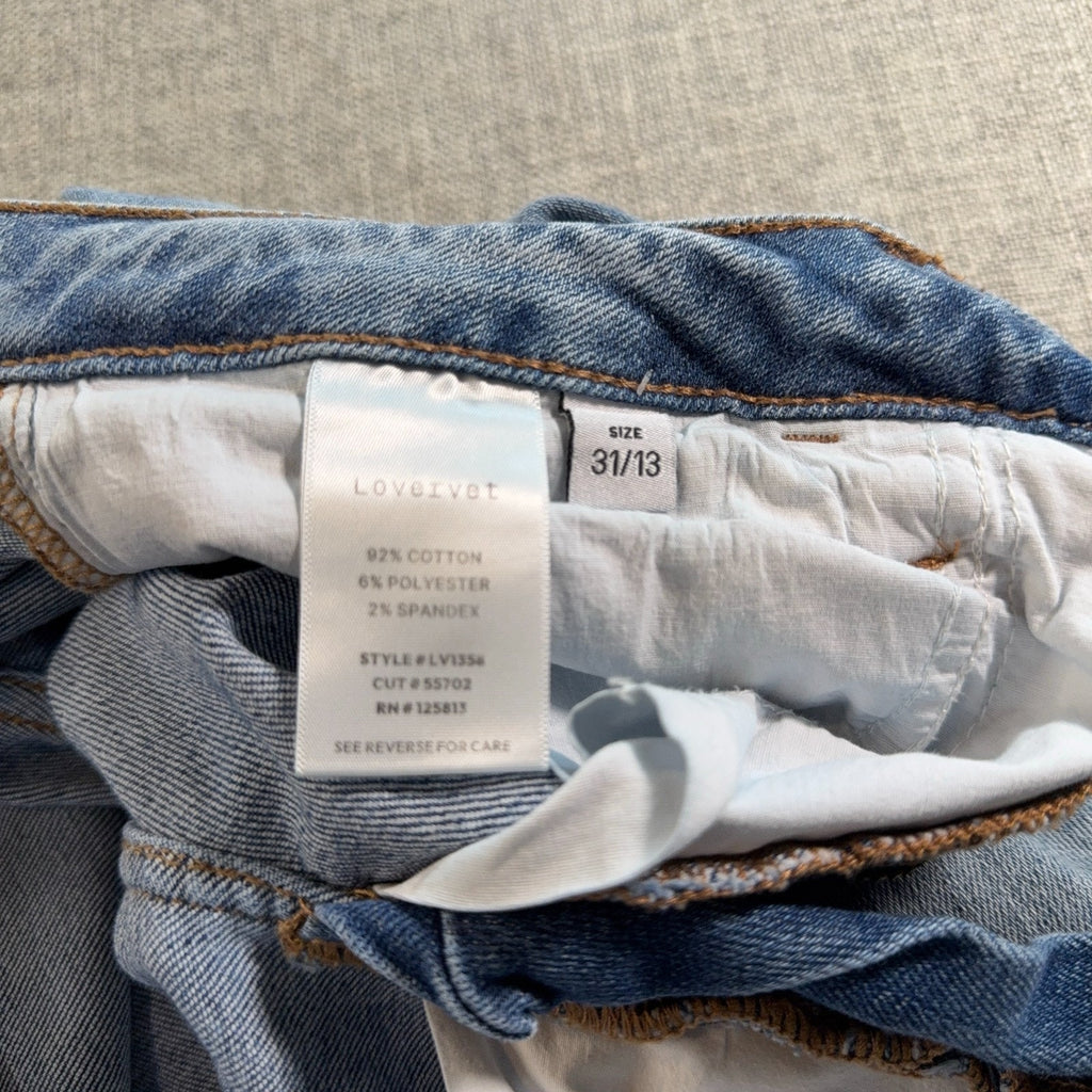 Lovervet By Vervet Jeans Womens 31/13 High Rise Wide Leg Light Wash Raw Hem