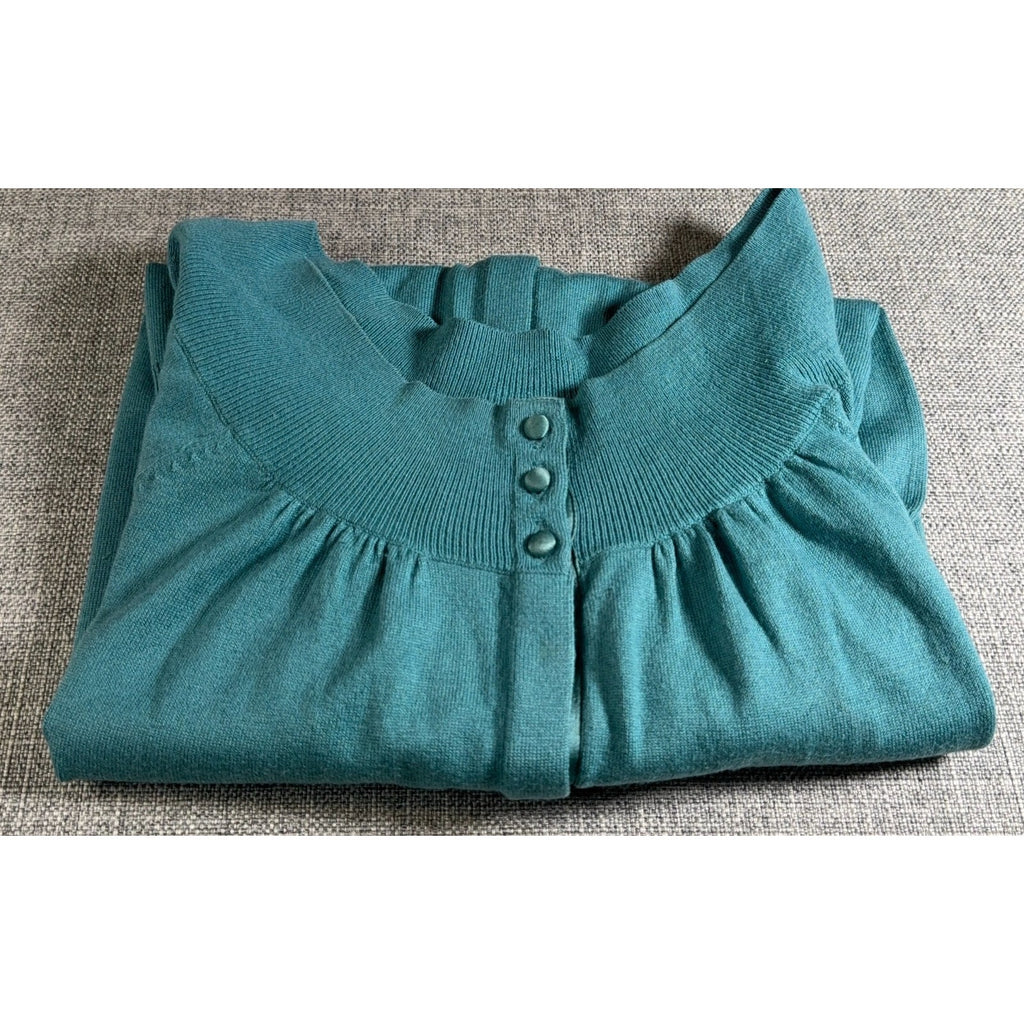 Pendleton Women Large Teal Silk Cashmere Blend Cardigan Sweater Button Front