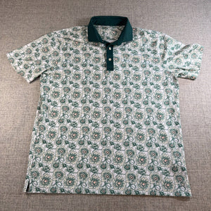 PUMA Golf Pique Heirloom Polo Men’s L White Green Floral Performance Shirt