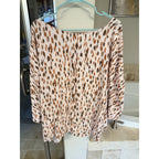 Emily Wonder Womens 1X 2X Boho Blouse Neutral Animal Print Flowy Rayon Top Plus