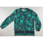 Vintage Jackie Taub Connections Floral Jacket Womens Black Teal Roses Union Made