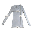 Athleta Women’s XS Ribbed Long Sleeve Top Light Blue Gray Stretch Fitted Tunic