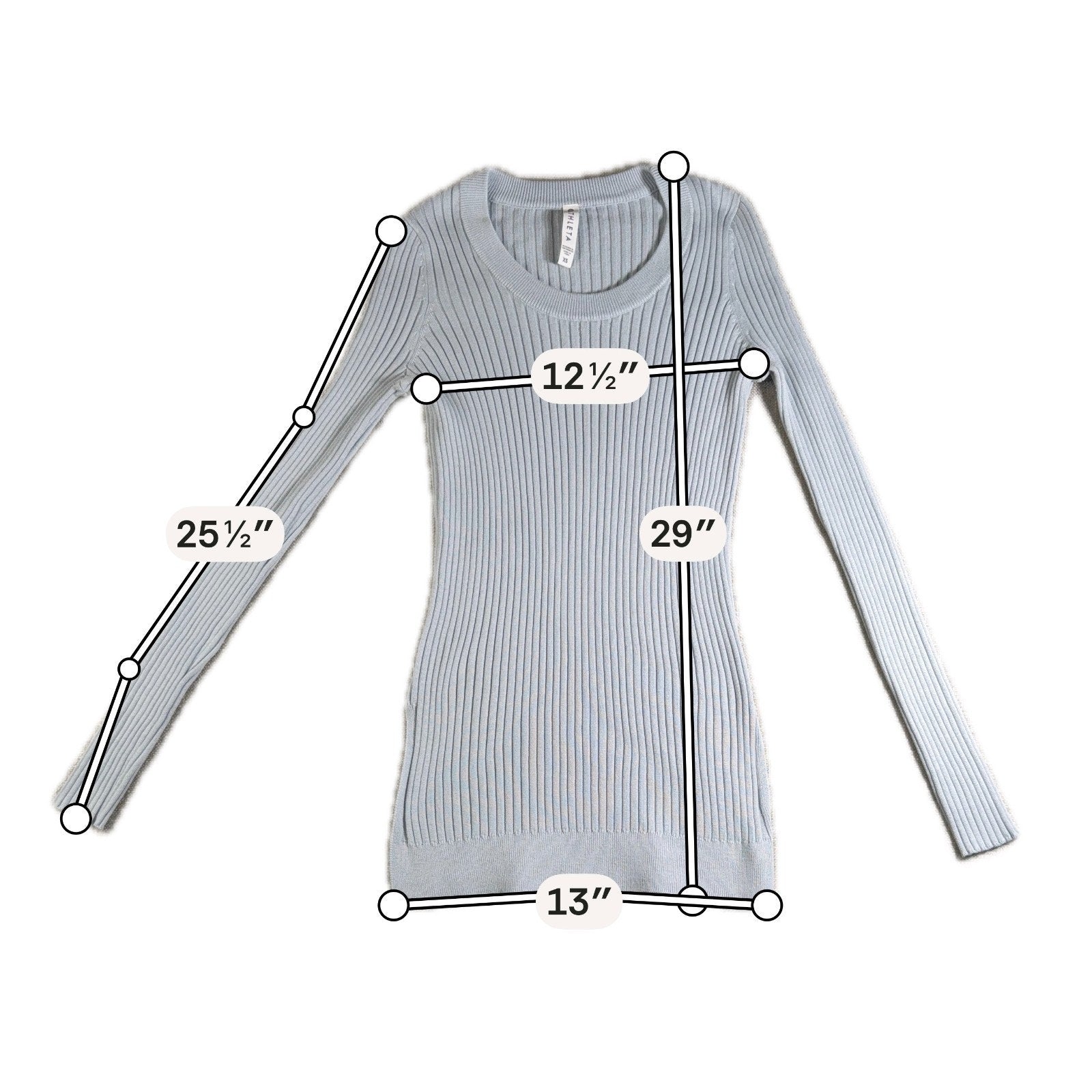 Athleta Women’s XS Ribbed Long Sleeve Top Light Blue Gray Stretch Fitted Tunic