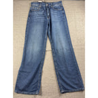 Aero High Rise Wide Leg Jeans Womens 10 NWT Custom Rose Embroidery Dark Wash
