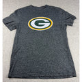 Green Bay Packers Majestic T Shirt Mens M Gray Heather NFL Logo Graphic Tee