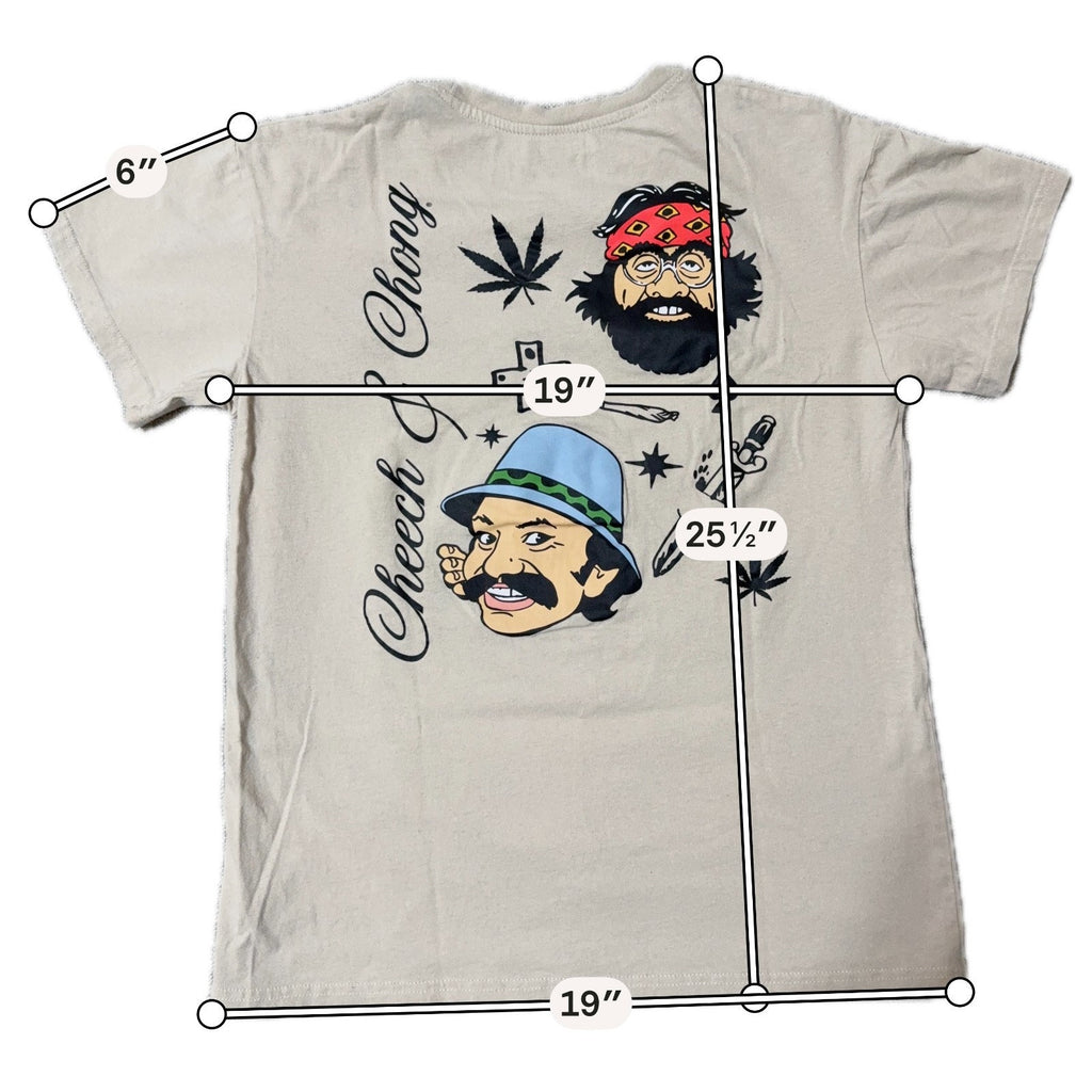 Cheech & Chong T Shirt Mens M Tan Embroidered Weed Leaf Back Graphic