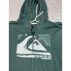 Quiksilver Mens XL Green Full Zip Graphic Hoodie Surf Skate 2011