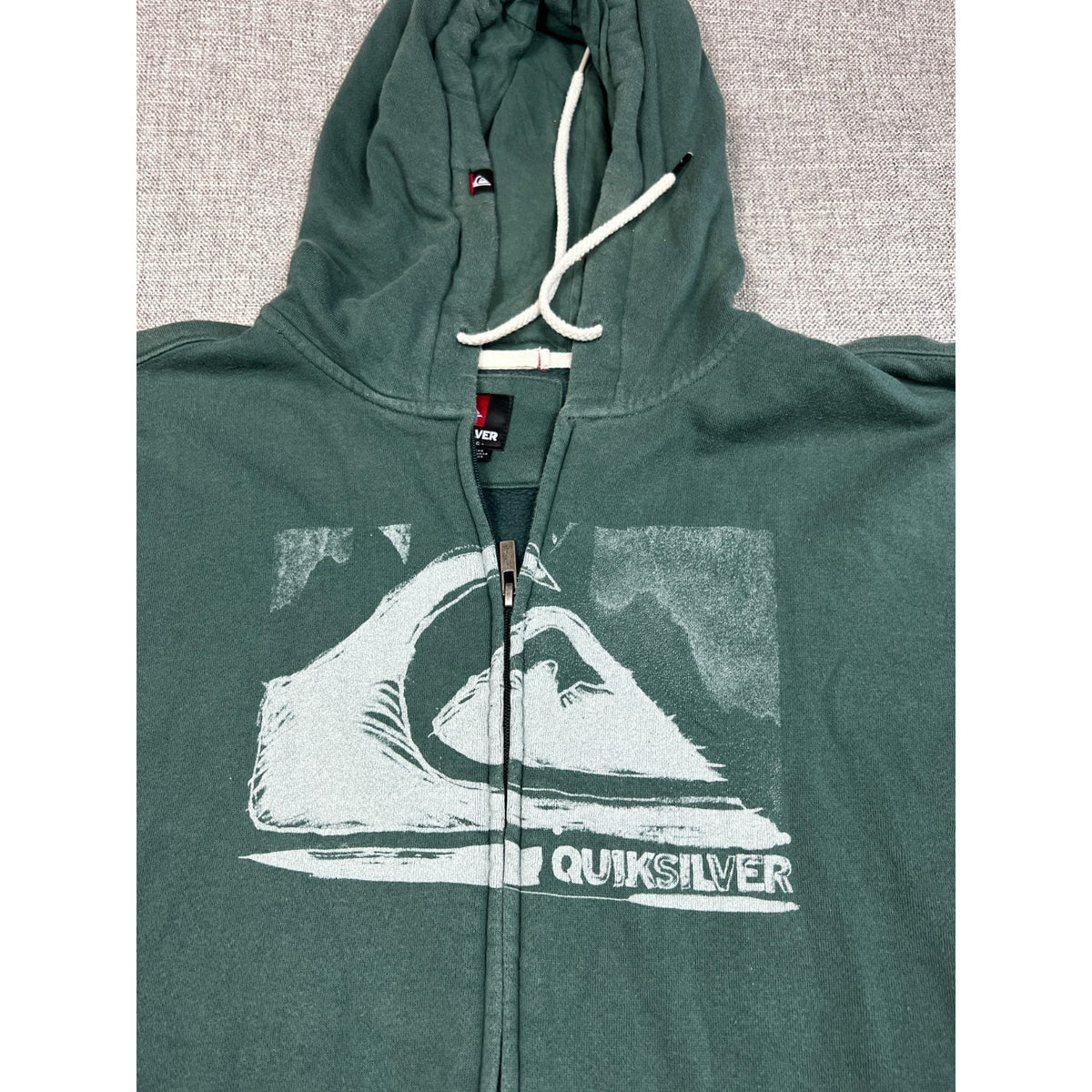 Quiksilver Mens XL Green Full Zip Graphic Hoodie Surf Skate 2011