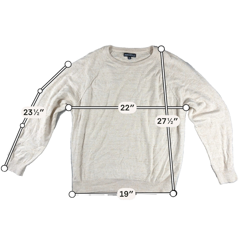 J Crew Mercantile Sweater Mens XL Oatmeal Beige 100% Cotton Crewneck Raglan