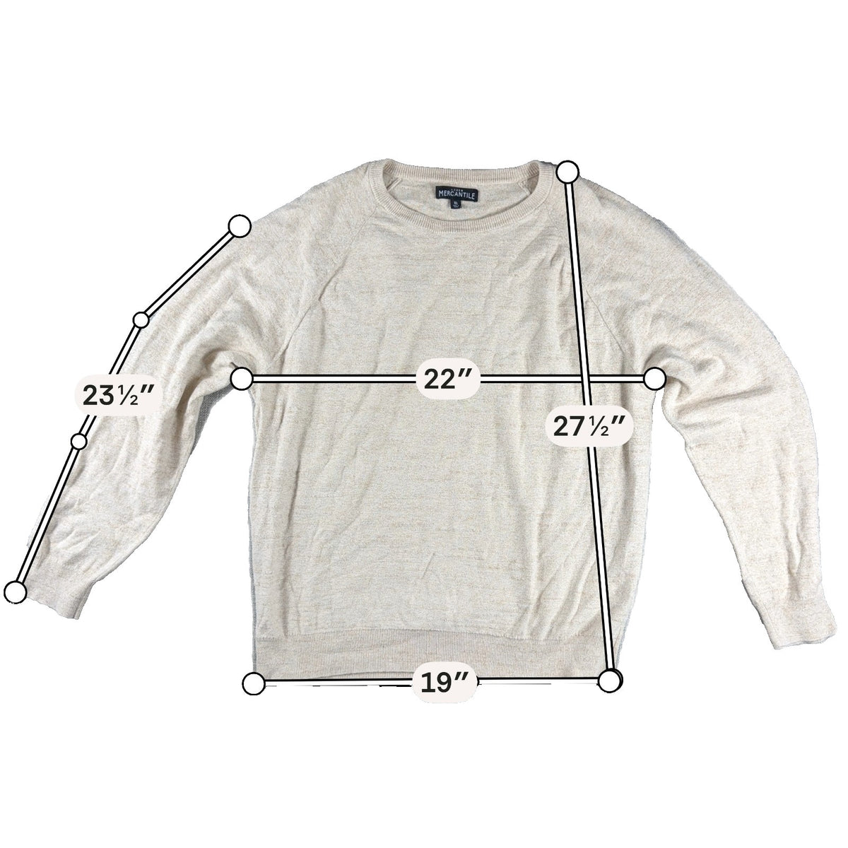 J Crew Mercantile Sweater Mens XL Oatmeal Beige 100% Cotton Crewneck Raglan