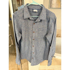 Columbia Mens Medium Blue Wool Blend Speckled Button Up Shirt Heathered Outdoor
