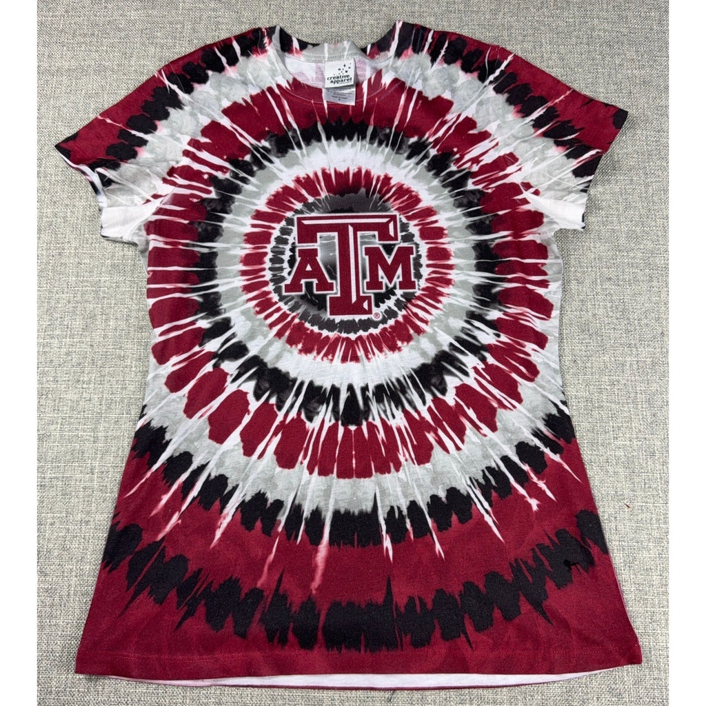 Texas A&M Aggies Tie Dye T Shirt Womens M Maroon Black White NCAA College Tee