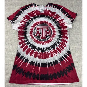 Texas A&M Aggies Tie Dye T Shirt Womens M Maroon Black White NCAA College Tee