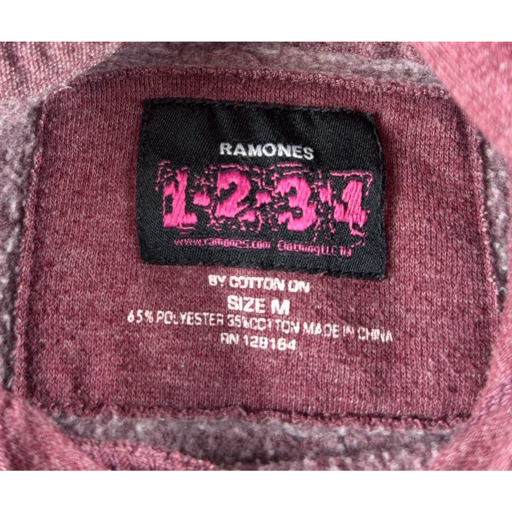 Ramones Hoodie 1-2-3-4 Clothing Medium Burgundy Punk Rock Band Pullover