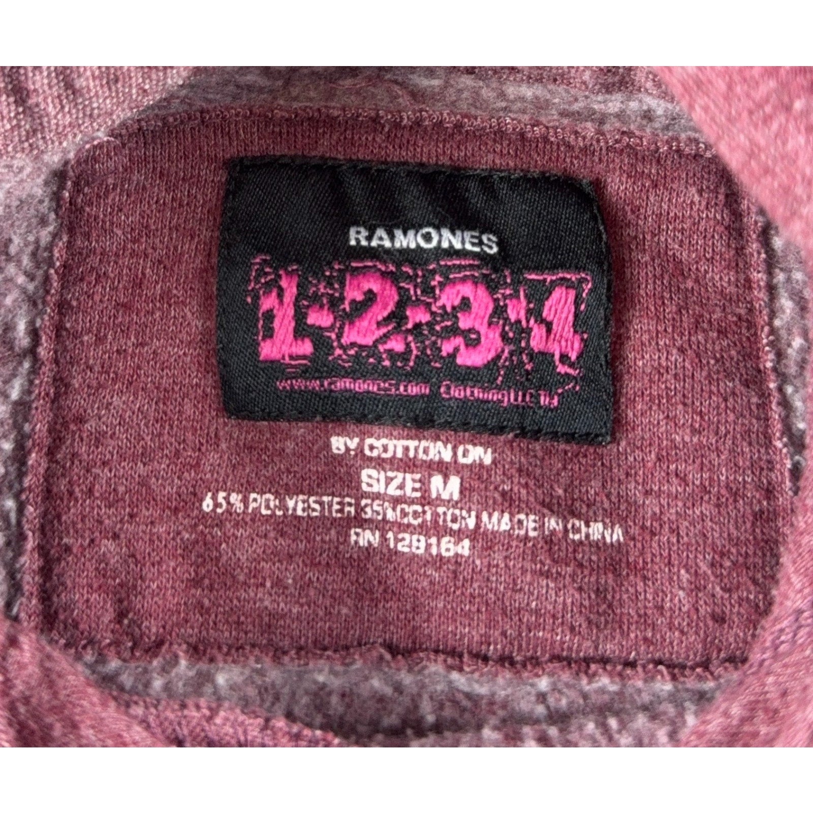 Ramones Hoodie 1-2-3-4 Clothing Medium Burgundy Punk Rock Band Pullover