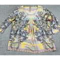 Soft Surroundings Tunic Top Women L Floral Boho 3/4 Sleeve Rayon Stretch