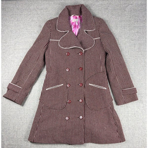 Original Penguin Munsingwear Womens M Brown Double Breasted Mod Coat Y2K Retro