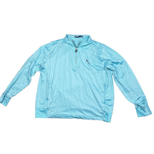 B Draddy Mens XXL Golf Quarter Zip Pullover Aqua Blue Performance Pockets
