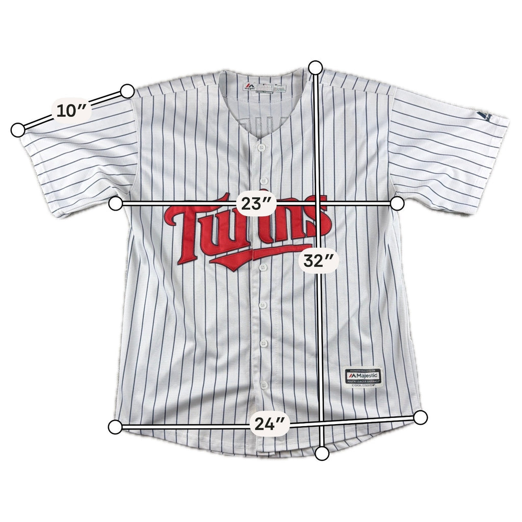 Joe Mauer Minnesota Twins Majestic Cool Base Jersey Mens L MLB Pinstripe #7