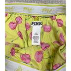 PINK Victoria’s Secret Cherry Print Sleep Shorts Womens Large Neon Yellow