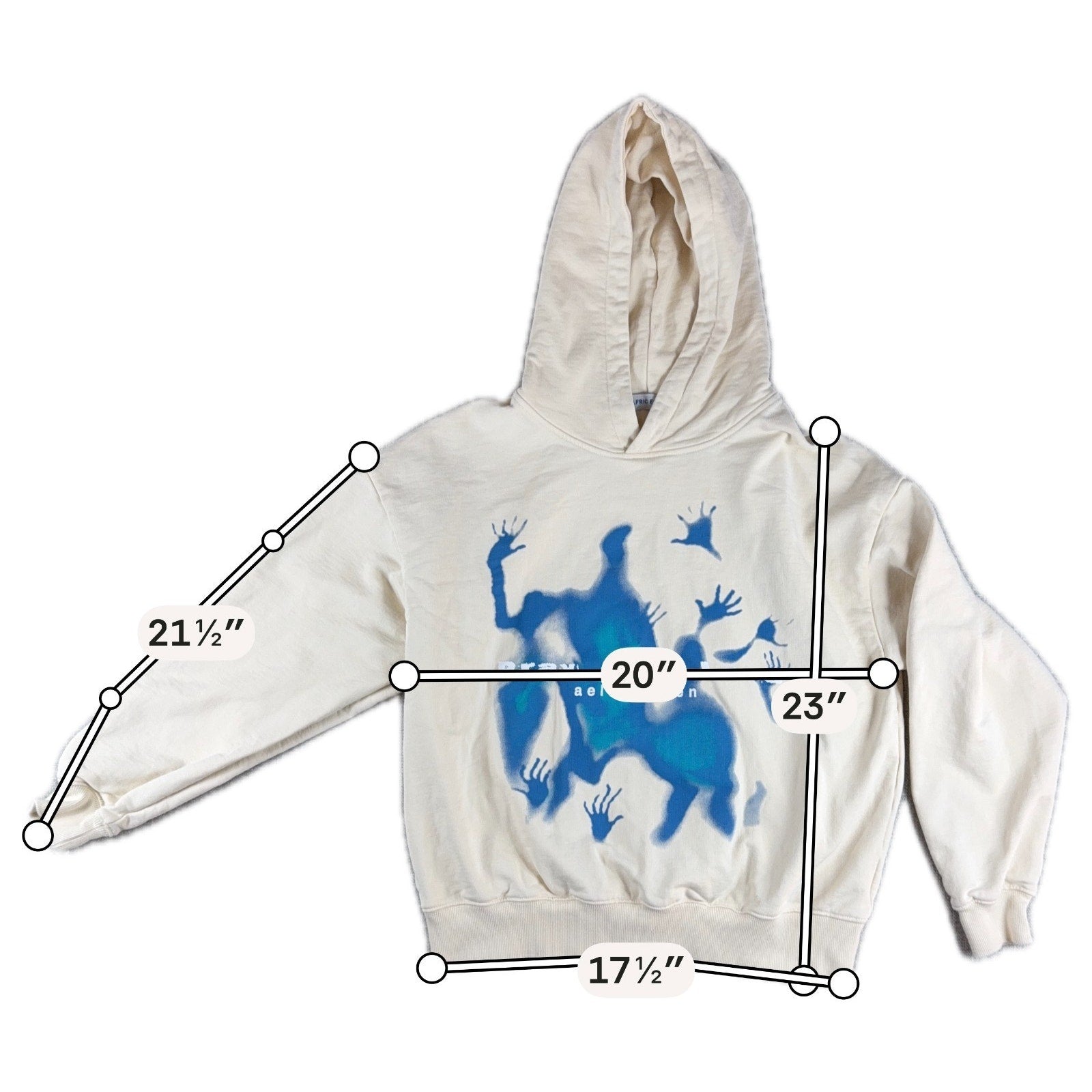 Aelfric Eden Pray The Lord Hoodie XS Cream Blue Graphic Oversized Streetwear